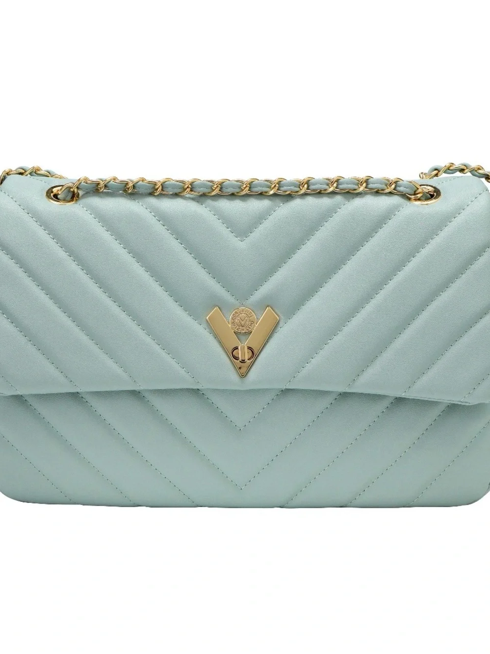NWT Valentino Orlandi V-3009 Mint Green Quilted Chain Shoulder Bag